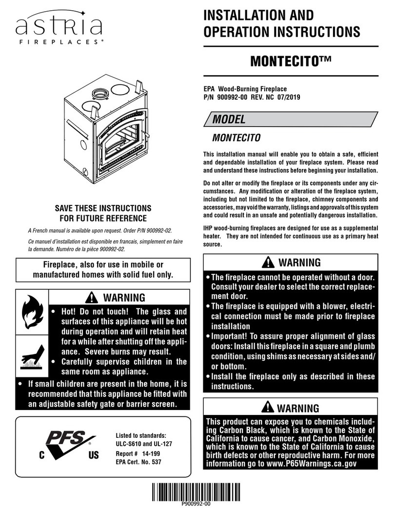 Astria Fireplaces MONTECITO Installation and operation instructions Astria Fireplaces MONTECITO Installation and operation instructions