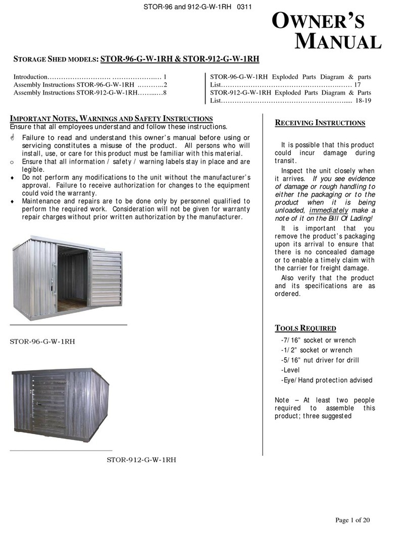 Vestil STOR-96-G-W-1RH owner's manual