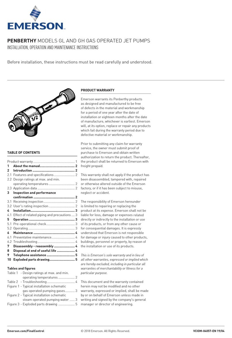 Emerson PENBERTHY GL Installation, operation and maintenance instructions