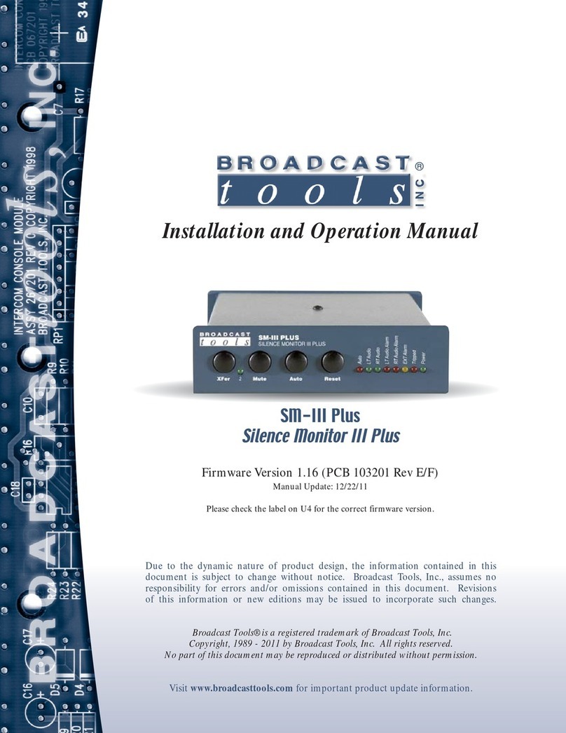 Broadcast Tools Silence Monitor III Plus Installation and operation manual Broadcast Tools Silence Monitor III Plus Installation and operation manual