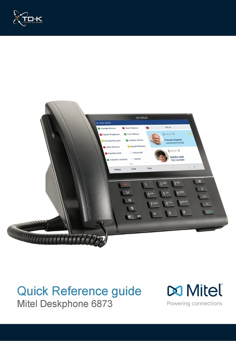 Mitel Deskphone 6873 Quick reference guide