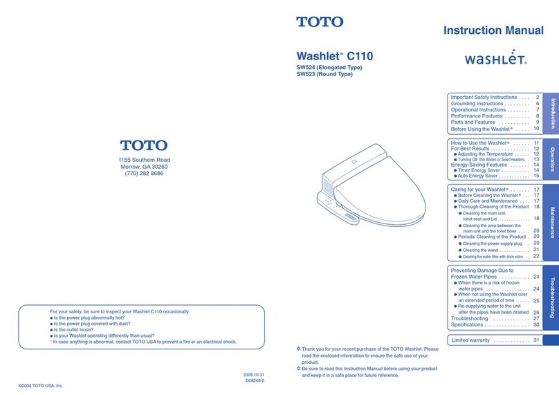 Toto Washlet C110 SW524 User manual Toto Washlet C110 SW524 User manual