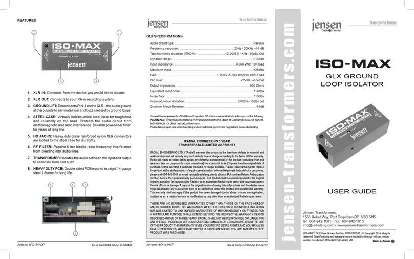 Jensen ISO-MAX User manual
