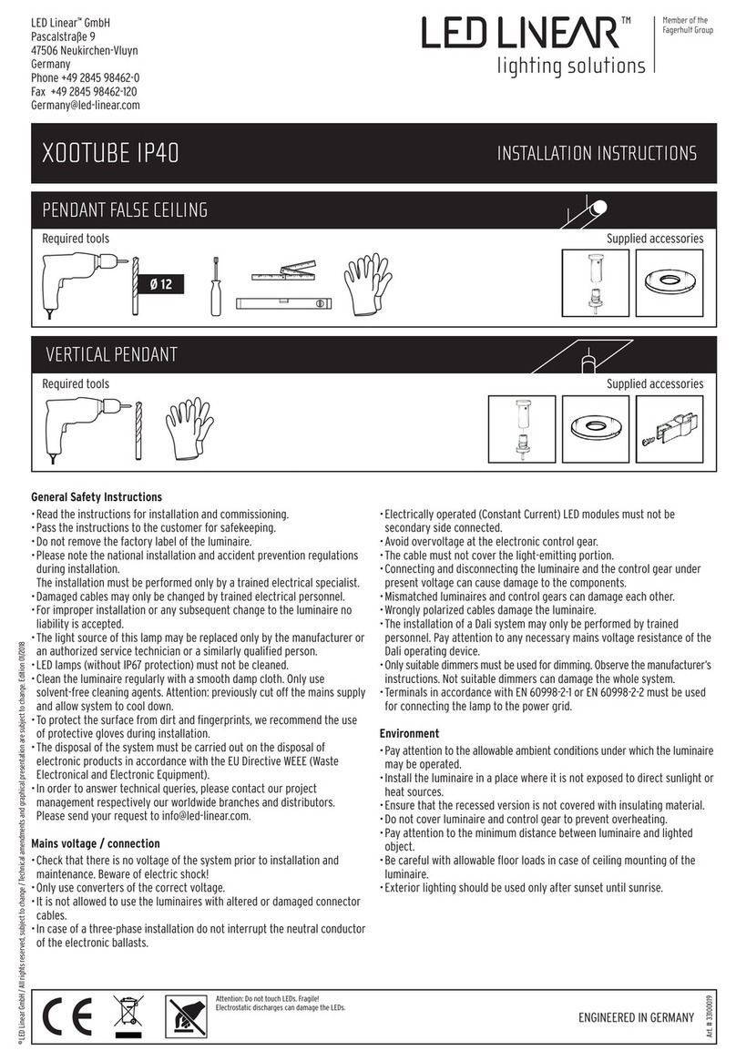 LED Linear Xootube IP40 installation instructions