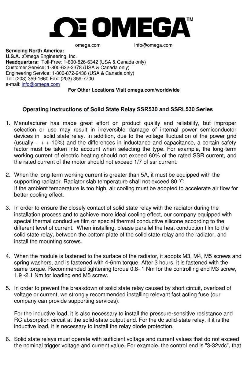 Omega SSR530 Series operating instructions