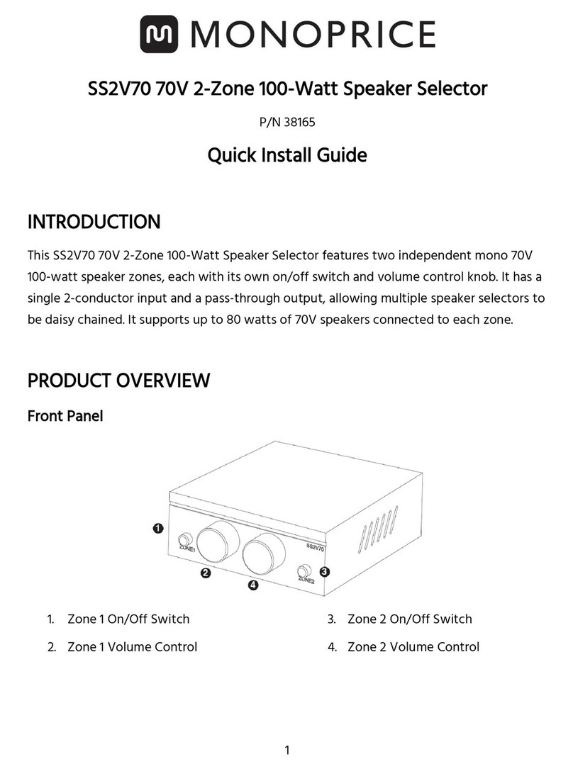 Monoprice SS2V70 Quick install guide