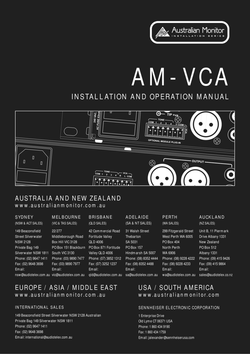 AUSTRALIAN MONITOR AM-VCA Installation and operation manual AUSTRALIAN MONITOR AM-VCA Installation and operation manual