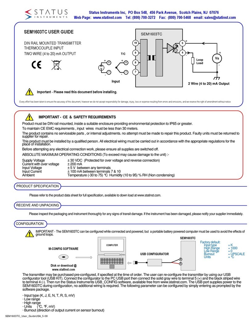 Status Instruments SEM1603TC User manual