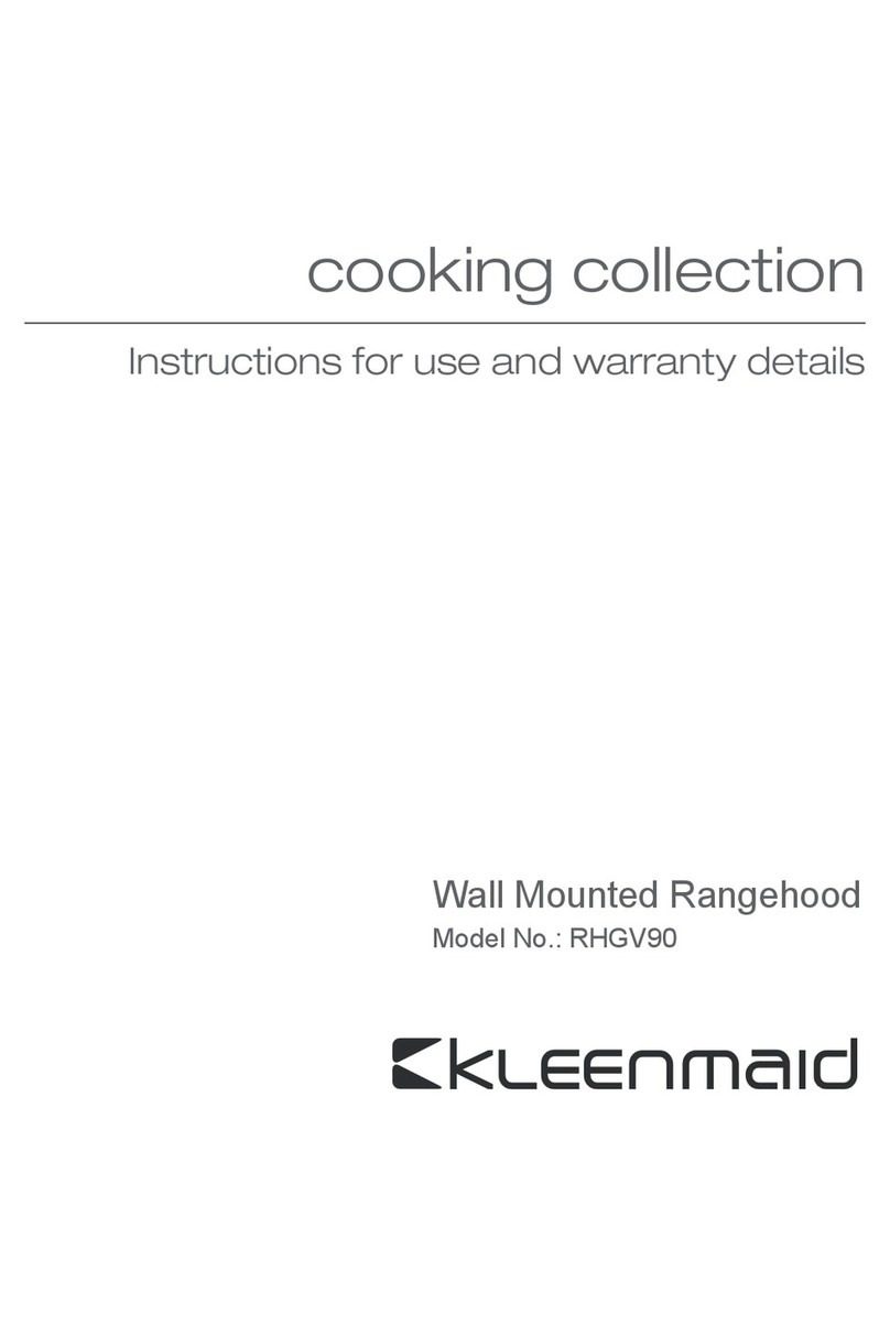 Kleenmaid RHGV90 Instructions for use and warranty details Kleenmaid RHGV90 Instructions for use and warranty details