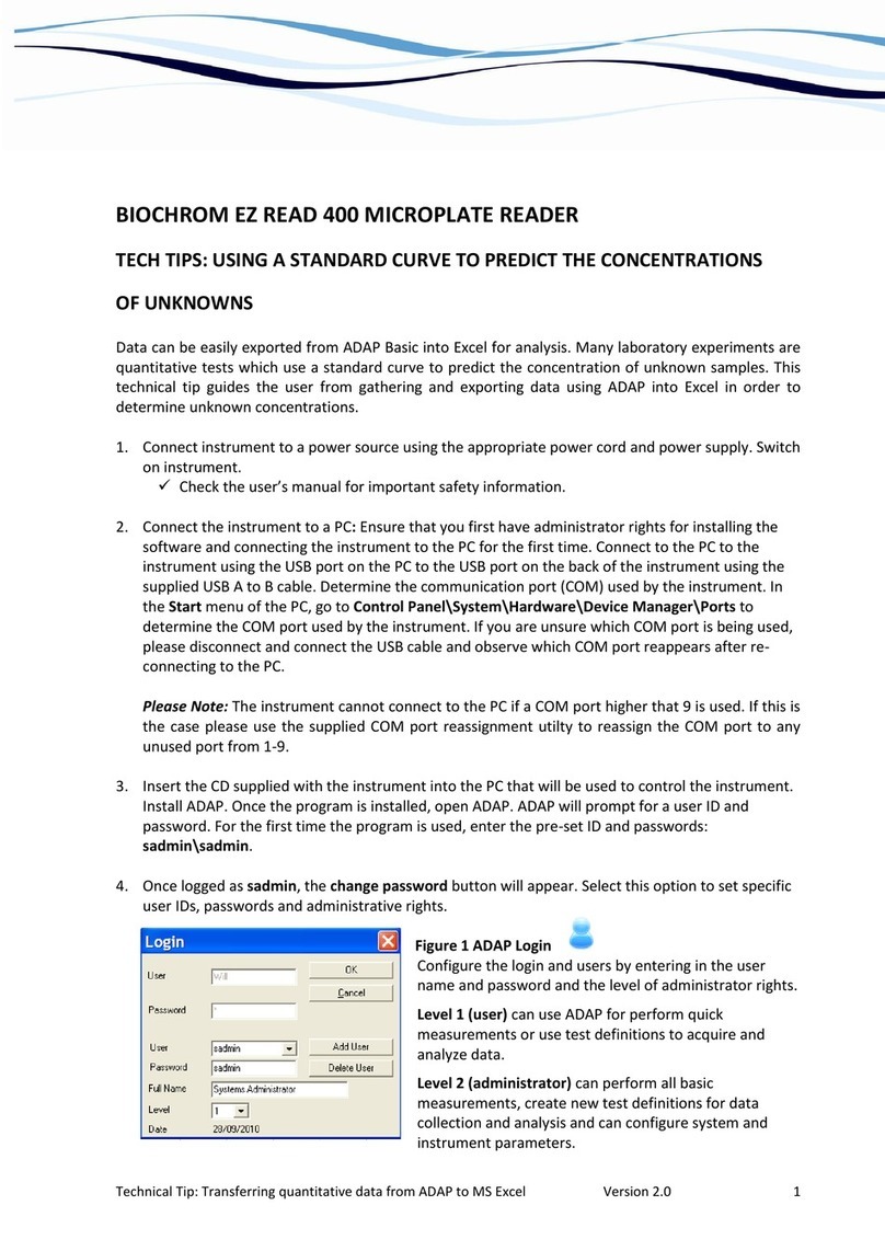 biochrom EZ Read 400 quick start guide