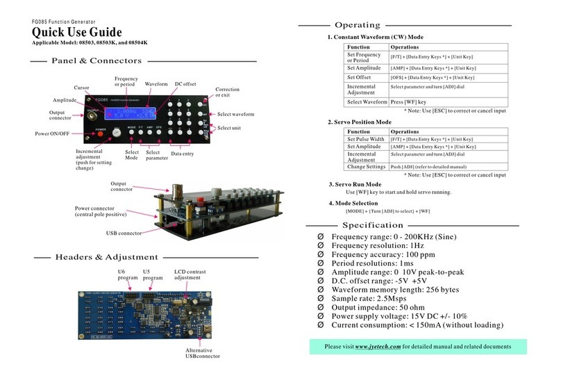 JYE Tech FG085 Function Generator Quick use guide