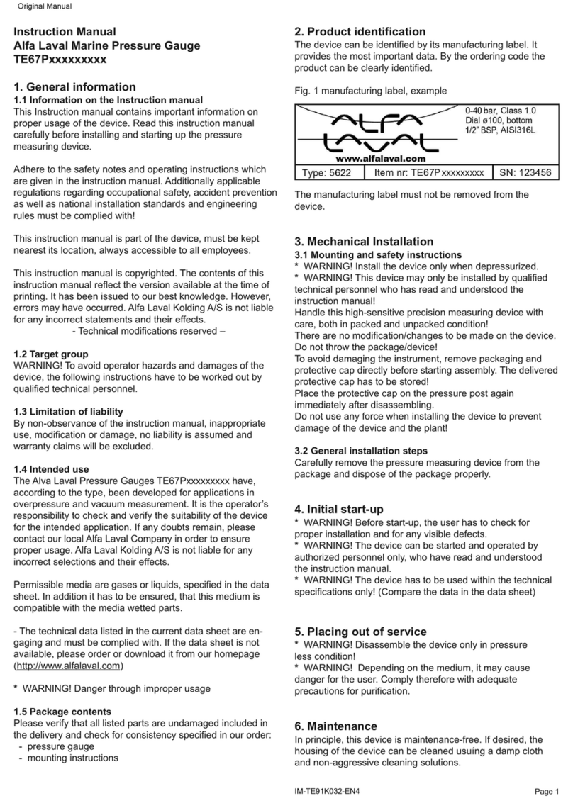 Alfalaval TE67P Series instruction manual