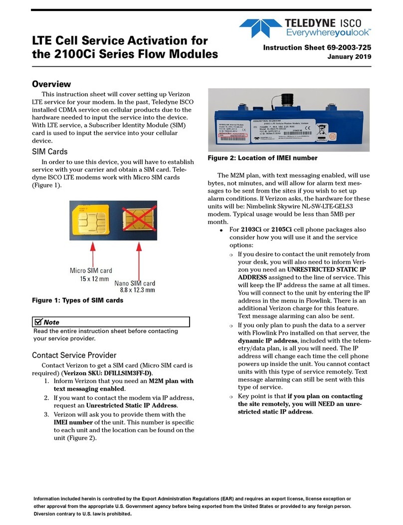 Teledyne 2103Ci instruction sheet