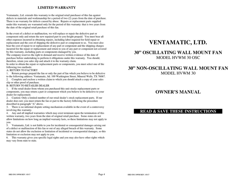 Ventamatic HVWM 30 owner's manual Ventamatic HVWM 30 owner's manual