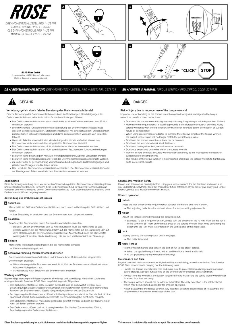 Rose electronics TORQUE WRENCH PRO 1-25 NM User manual