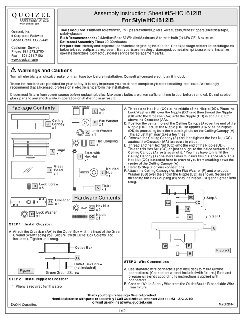 Quoizel HC1612IB User manual Quoizel HC1612IB User manual