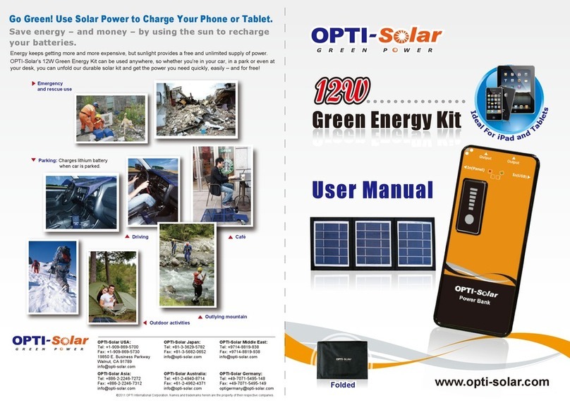 opti-solar 12W Green Energy Kit User manual