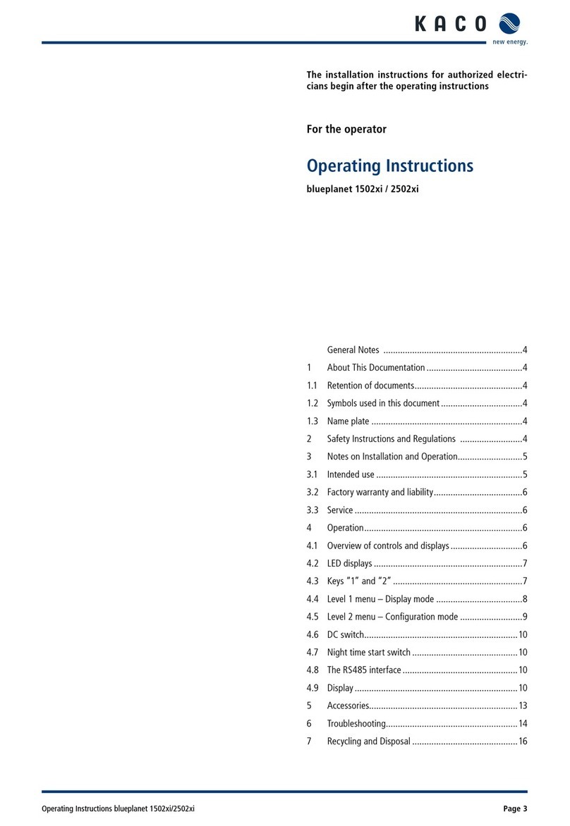 Kaco blueplanet 1502xi operating instructions