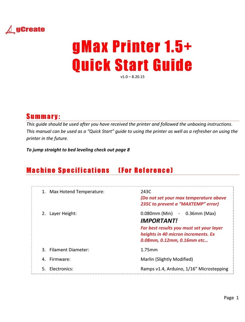 gCreate gMax Printer 1.5+ quick start guide