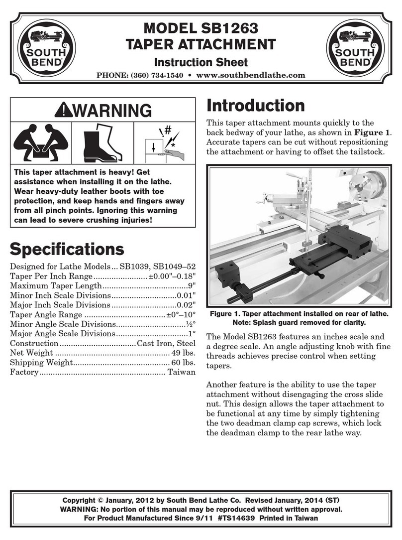 Southbend SB1263 instruction sheet Southbend SB1263 instruction sheet