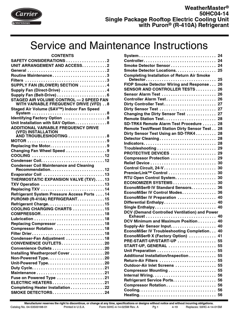 Carrier WeatherMaster 50HC04 Installation and user guide