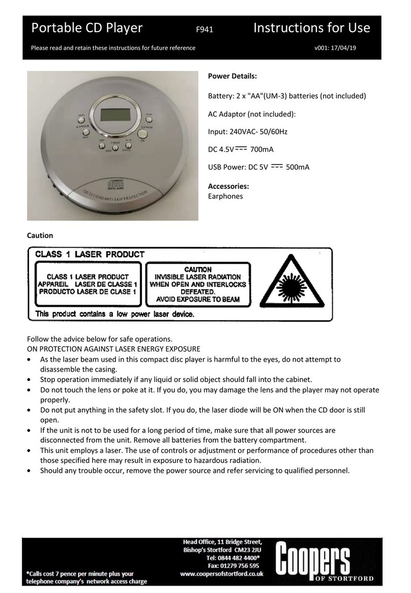 Coopers of Stortford F941 Instructions for use