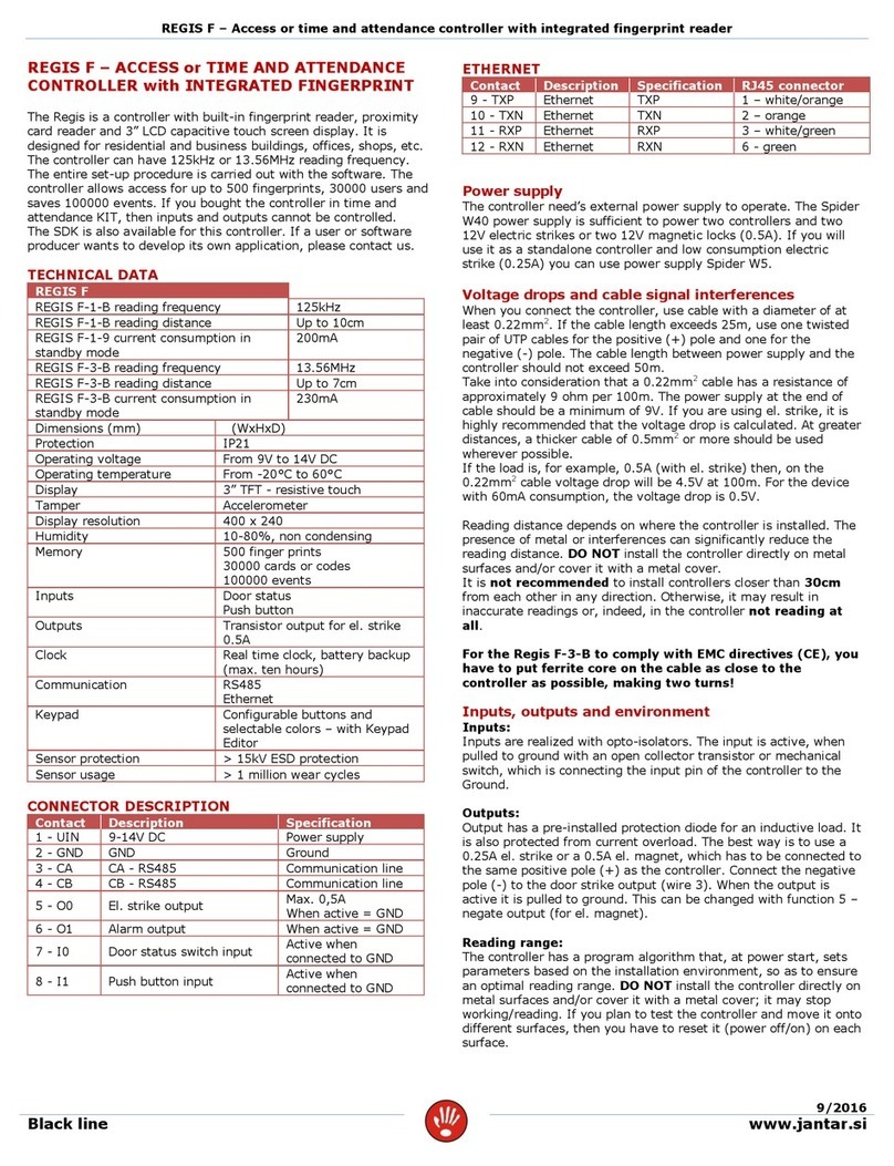 Jantar REGIS F Series manual