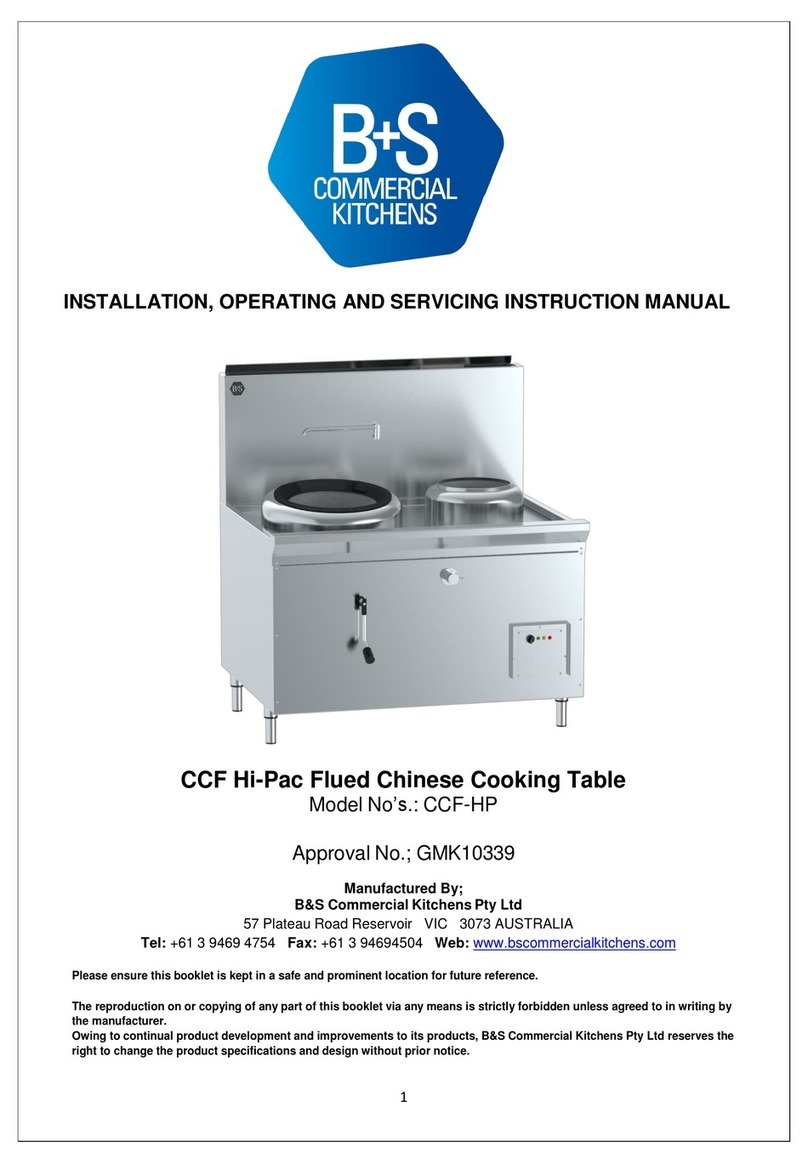 B&S Commercial Kitchens CCF-HP Installation, operating and servicing instruction manual