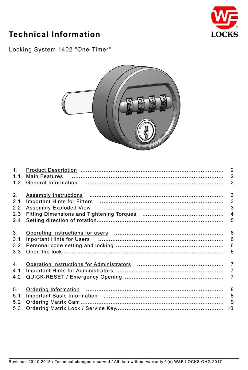W&F-LOCKS 1402 "One-Timer" technical information W&F-LOCKS 1402 "One-Timer" technical information