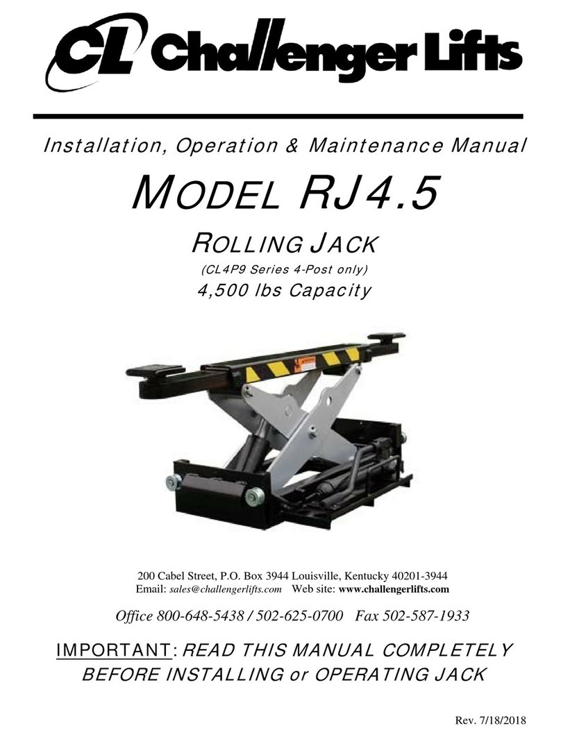 Challenger Lifts RJ4.5 Installation, operation & maintenance manual Challenger Lifts RJ4.5 Installation, operation & maintenance manual
