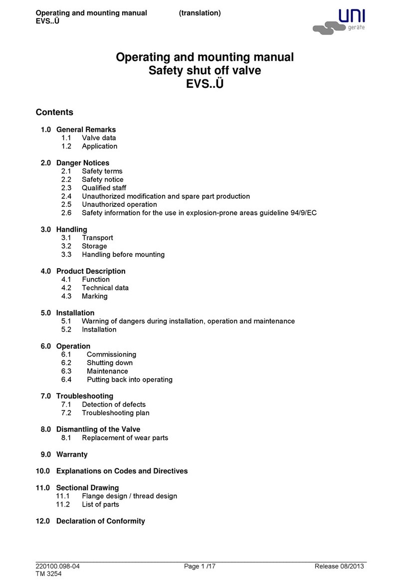 UNI Geräte EVSxxU Series Operating and mounting manual UNI Geräte EVSxxU Series Operating and mounting manual