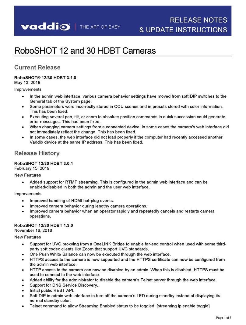 VADDIO RoboSHOT 12 Instruction Manual VADDIO RoboSHOT 12 Instruction Manual
