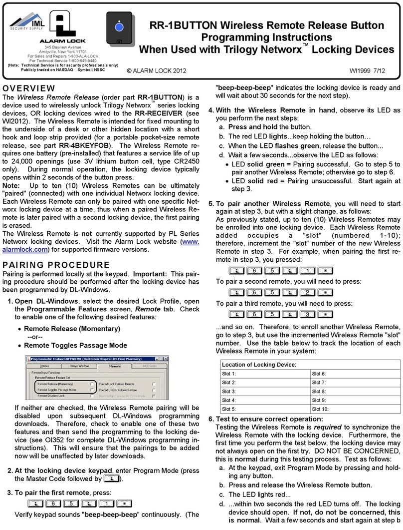 Alarm Lock RR-1BUTTON Programming instructions