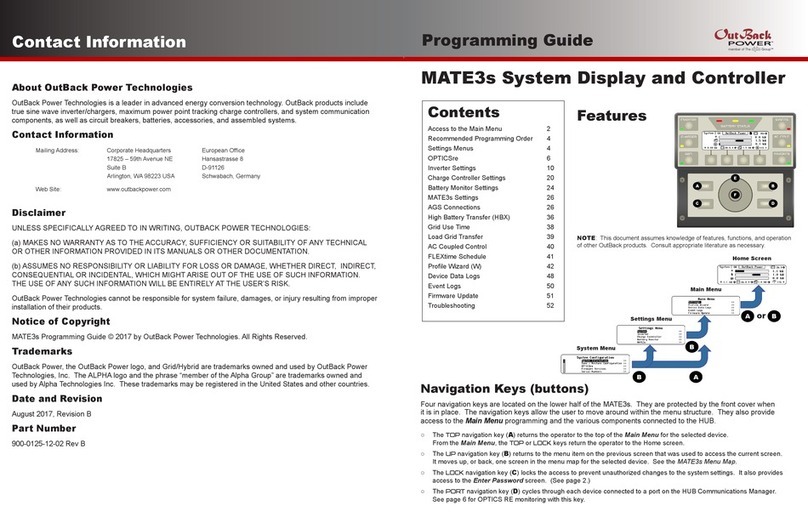 OutBack Power Technologies MATE3s Operating instructions