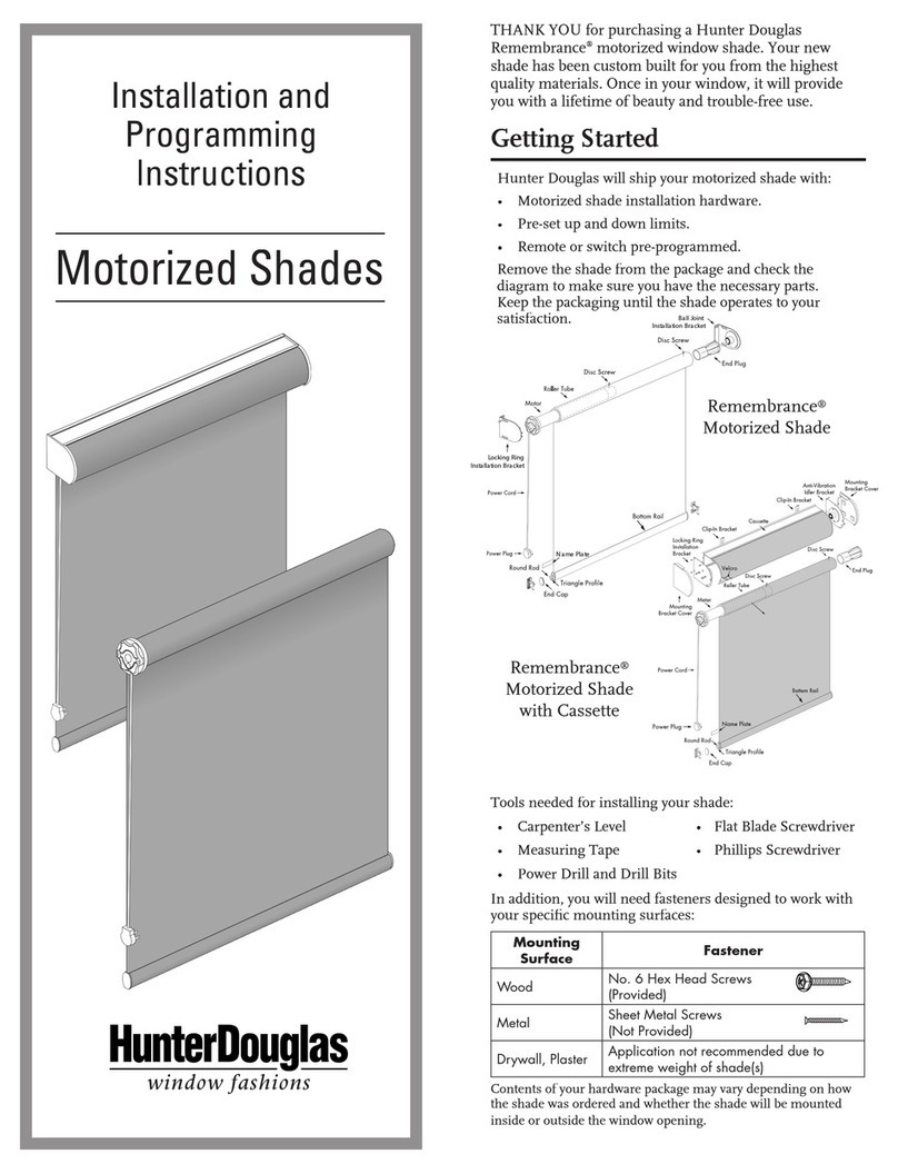 HunterDouglas Remembrance Motorized Shade Technical specifications HunterDouglas Remembrance Motorized Shade Technical specifications
