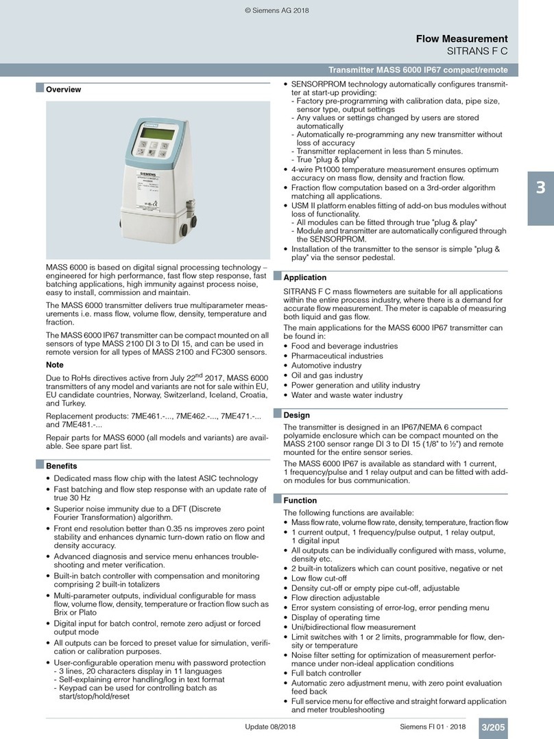 Siemens SITRANS F C MASS 6000 IP67 Instruction manual