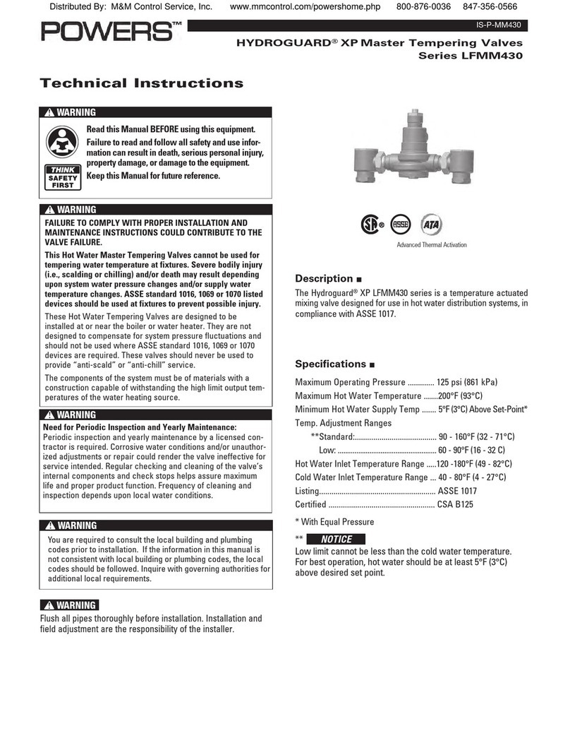 Powers HYDROGUARD XP LFMM430 Series Technical instructions Powers HYDROGUARD XP LFMM430 Series Technical instructions