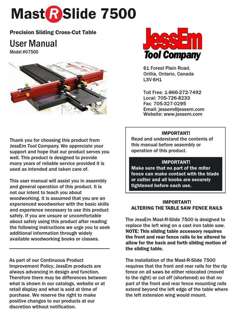 JessEm Tool Mast-R-Slide 7500 user manual