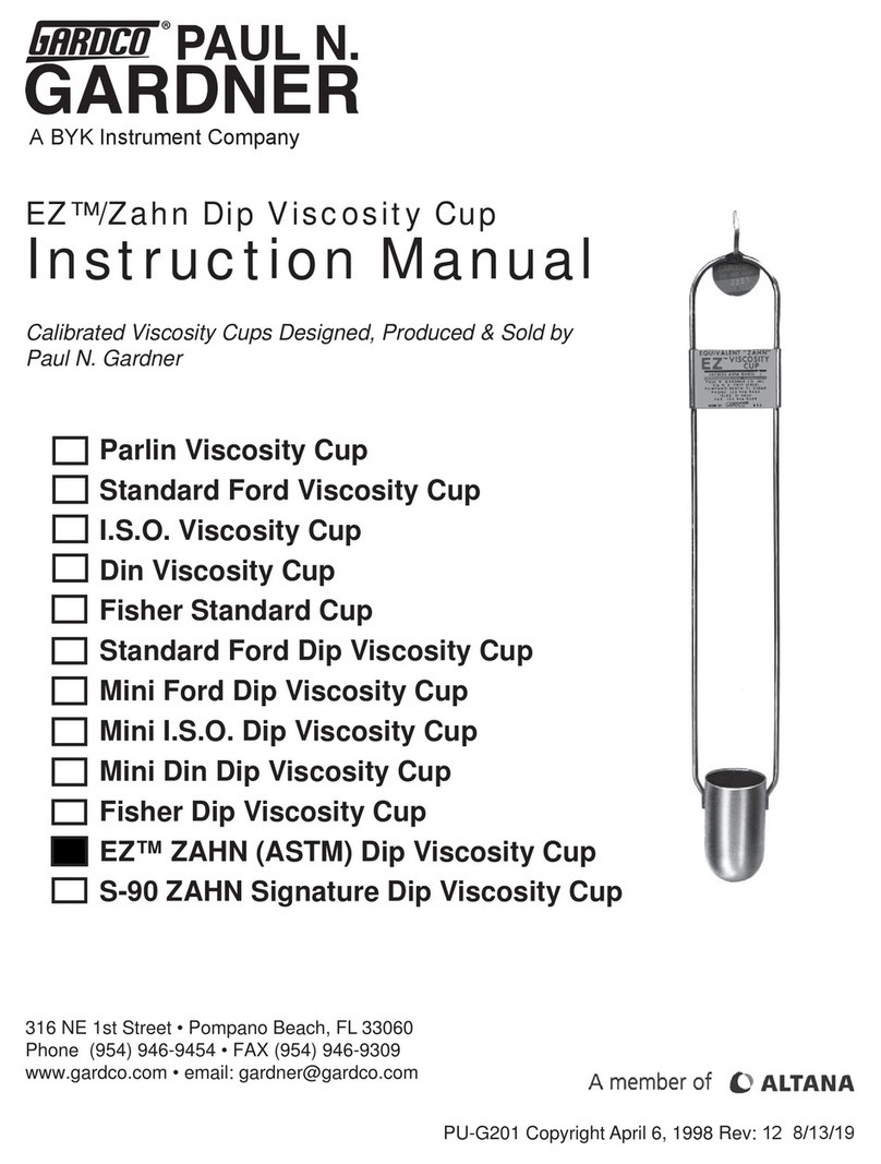 Gardco EZ ZAHN Dip Viscosity Cup Series instruction manual