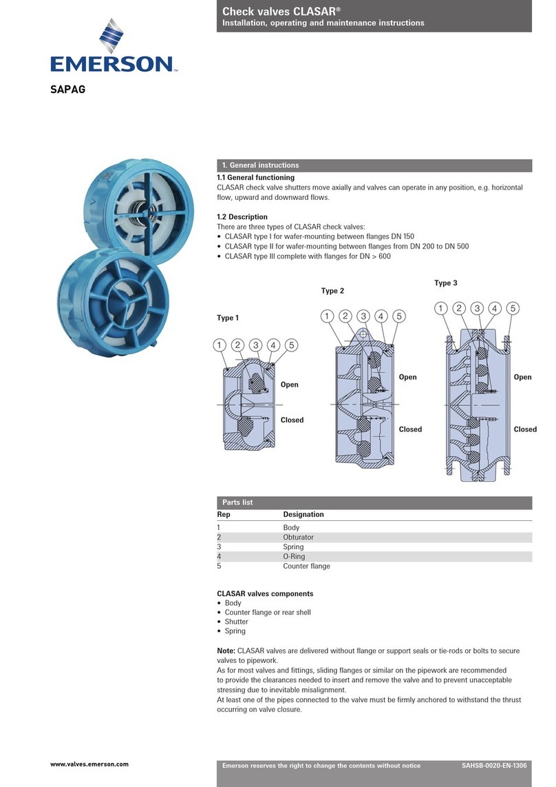 Emerson SAPAG CLASAR Series Parts list manual