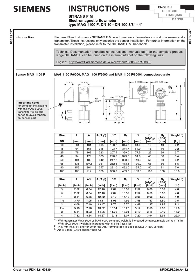Siemens SITRANS MAG 1100 F User manual Siemens SITRANS MAG 1100 F User manual