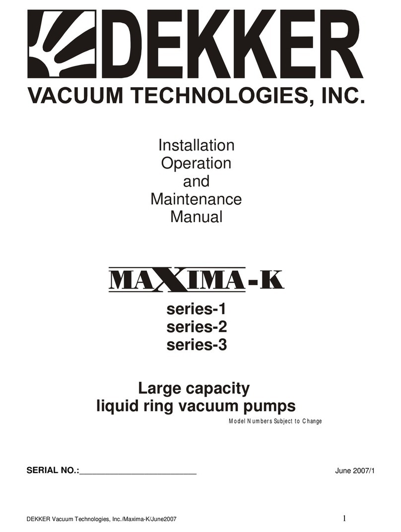 Dekker Maxima-K 1 Series Installation, operation and maintenance manual