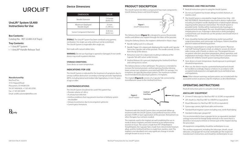 NeoTract UroLift System UL400 Instructions for use NeoTract UroLift System UL400 Instructions for use