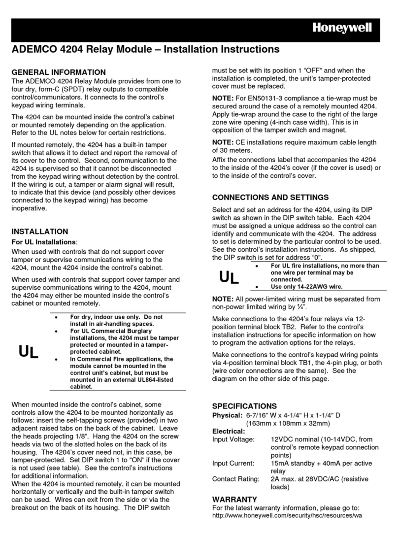 Honeywell ADEMCO 4204 installation instructions