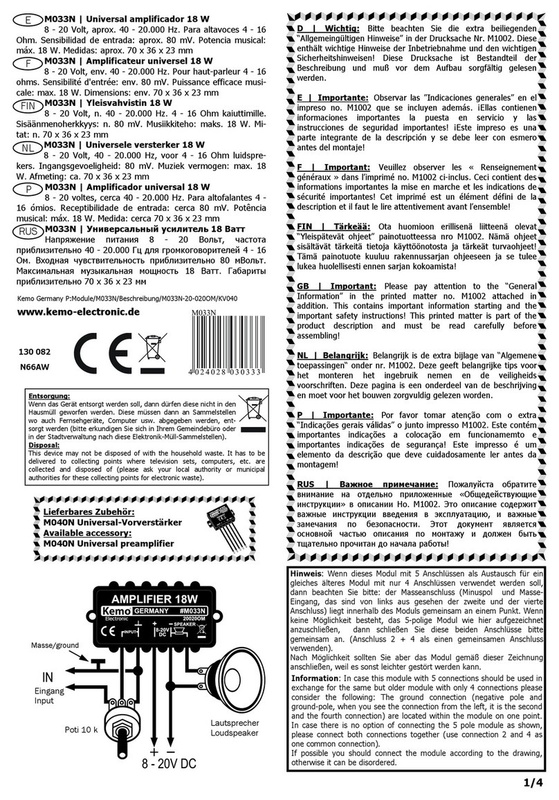 Kemo M033N User manual