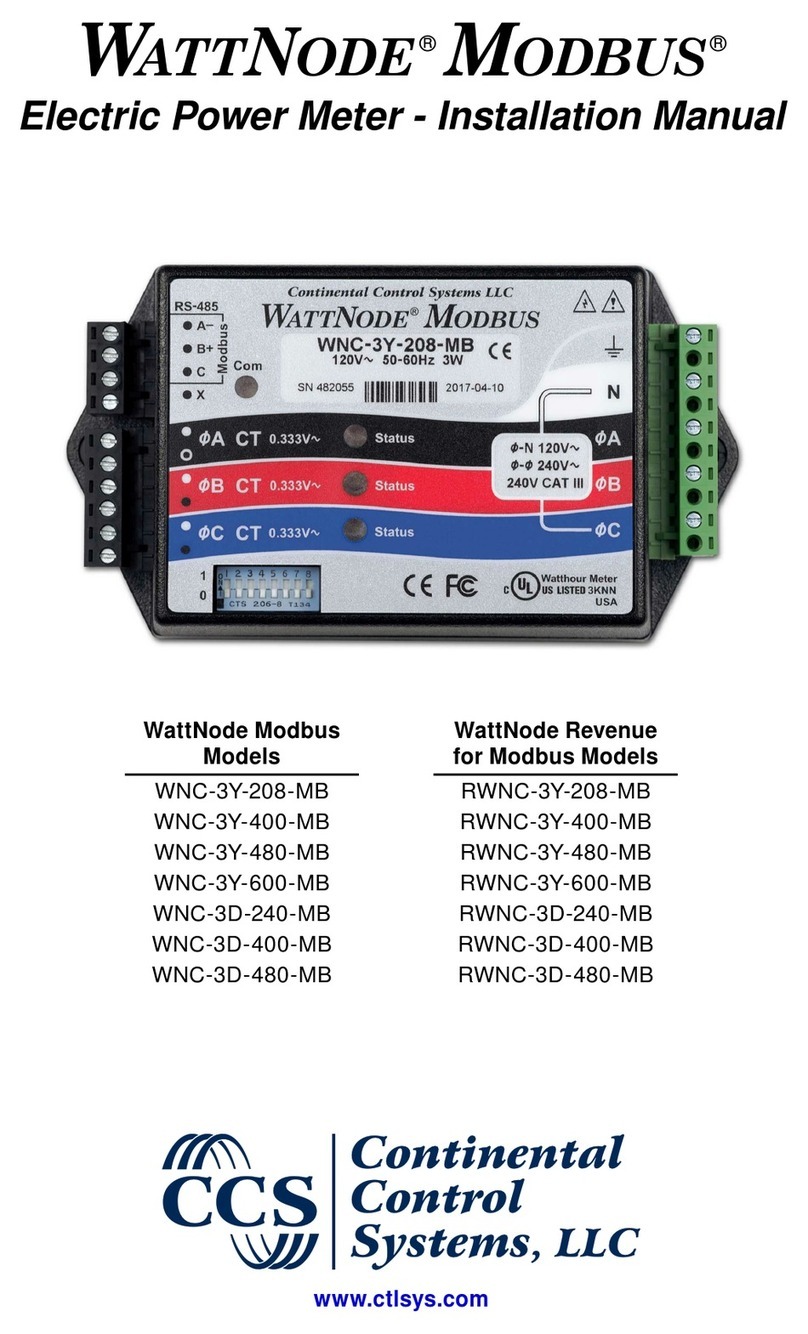 CONTINENTAL CONTROL SYSTEMS WattNode WNC-3Y-208-MB installation manual
