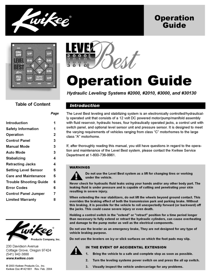Kwikee level best 2000 Operation guide