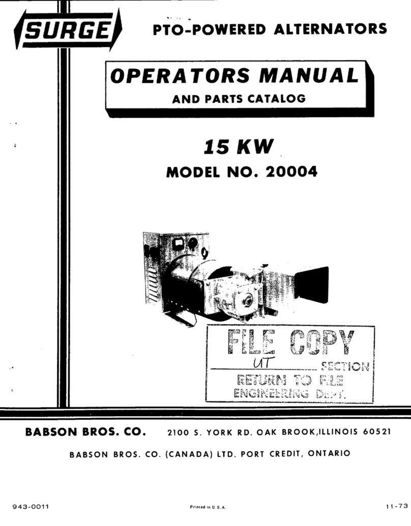 Babson Bros. Co. SURGE 20004 Operator's manual and parts catalog