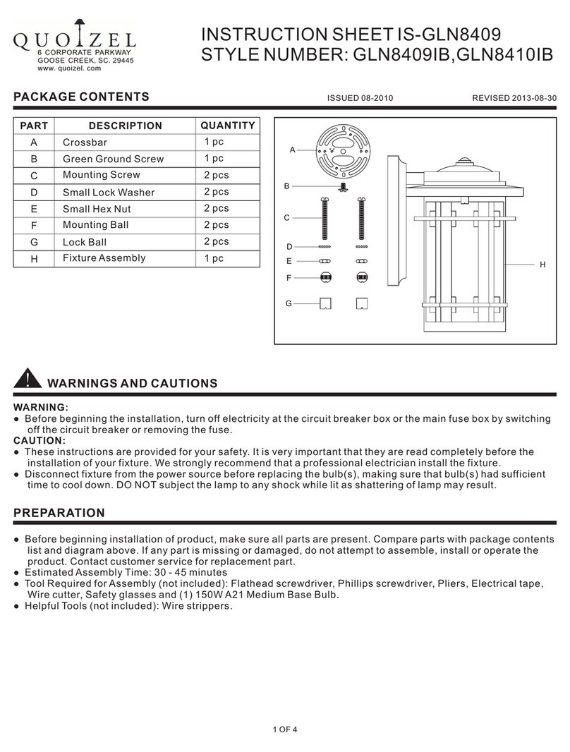 Quoizel GLN8409IB instruction sheet