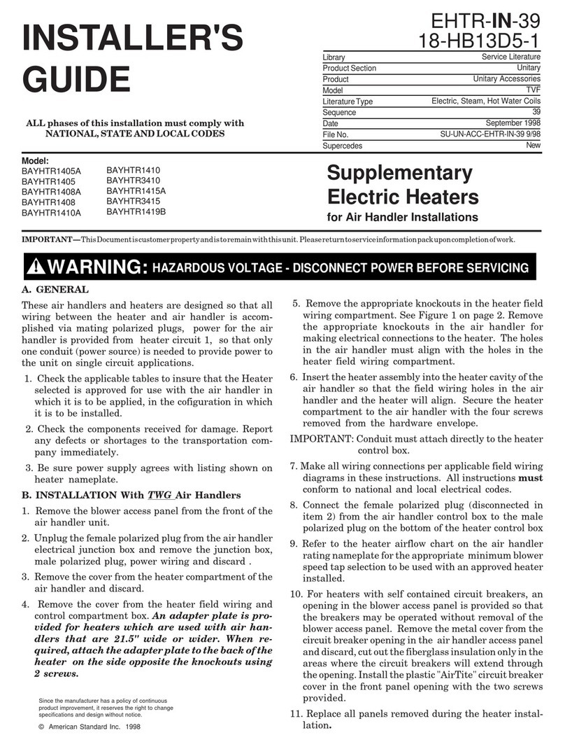 Trane BAYHTR1405A Assembly instructions